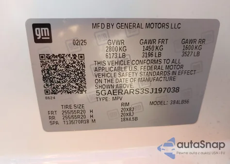 2025 Buick Enclave Preferred from USA, damaged, VIN 5GAERARS3SJ197038